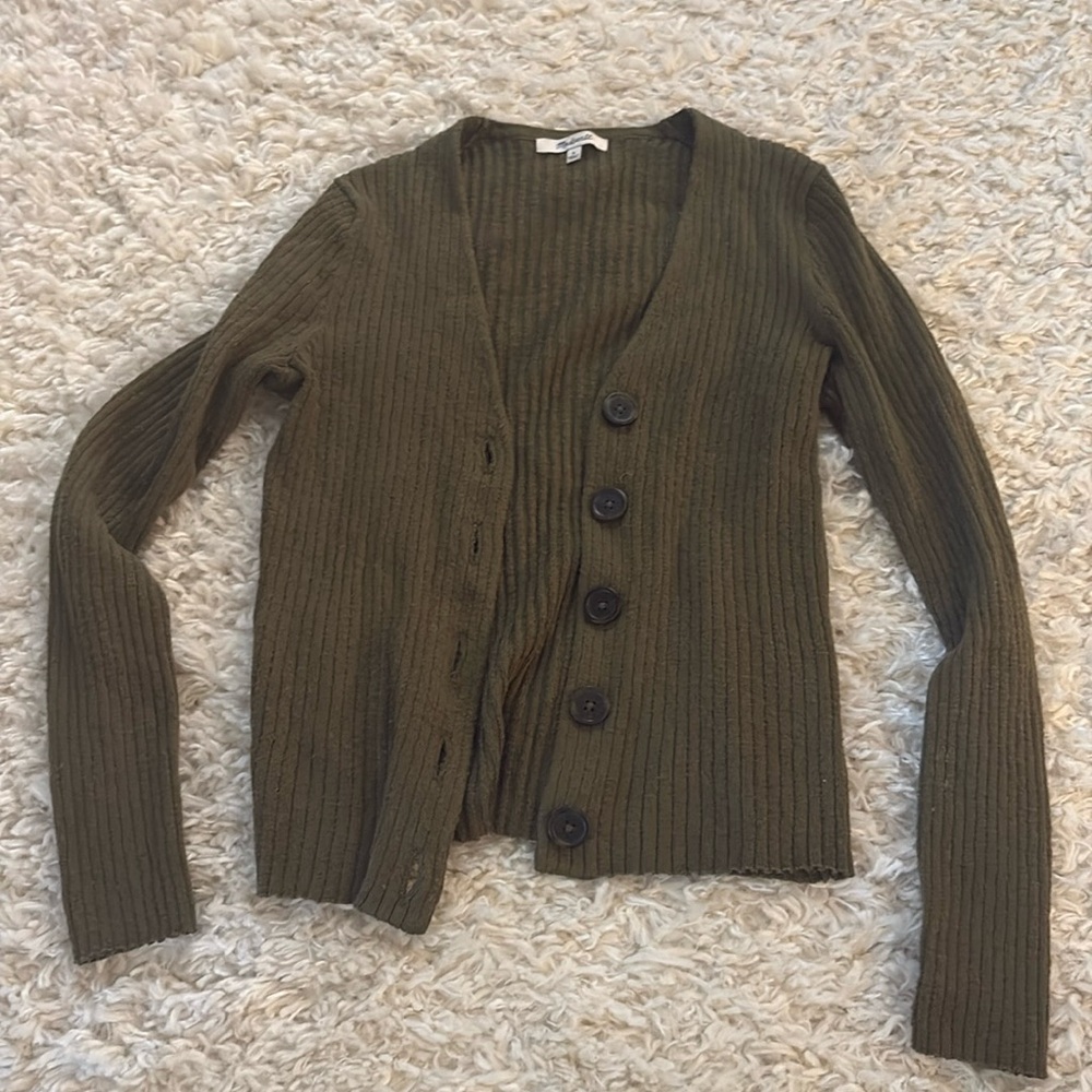 Green Button Up Cardigan Madewell Small